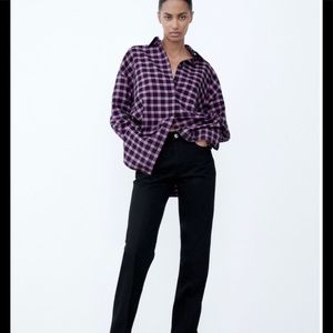 Zara Plaid Oversized Flannel Shirt